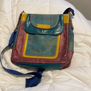 Circus de soleil Vintage colourful cross body bag. 8 compartment.